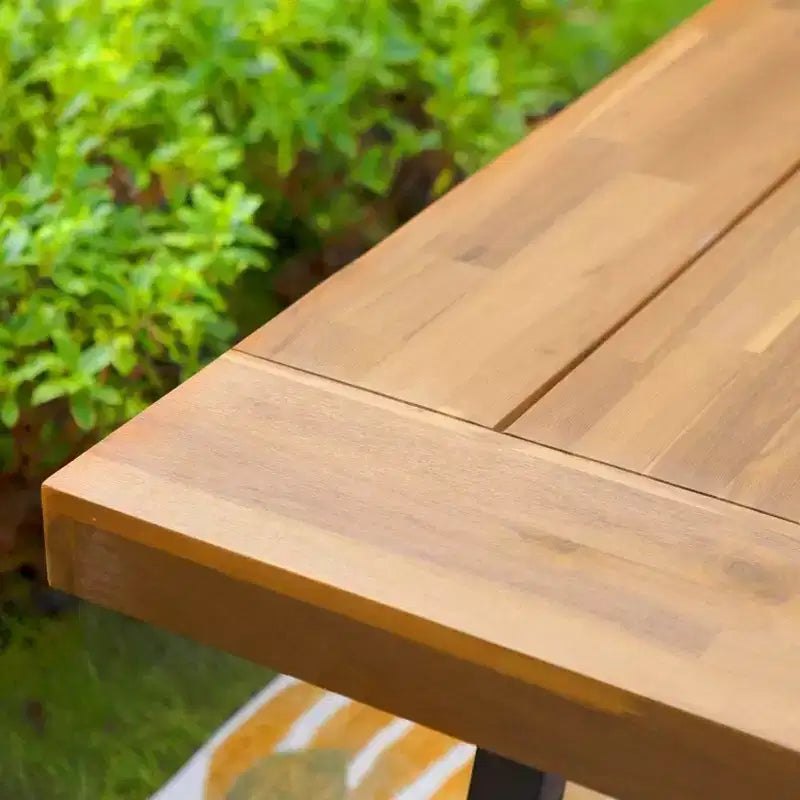 Banc de patio rectangulaire en bois d'acacia de 160 cm – Captiva Designs : Résistant aux intempéries, structure en acier, 2 places