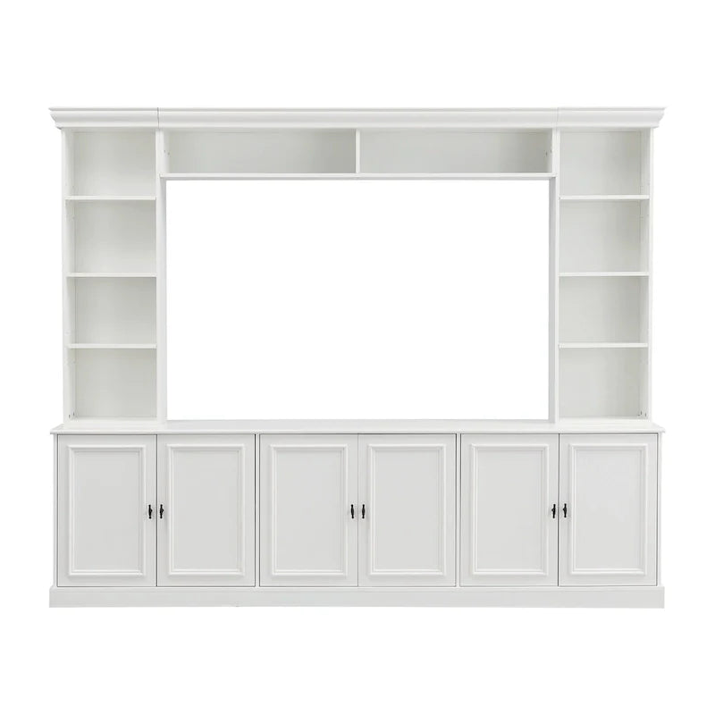 Ensemble mural de 4 meubles TV avec pont pour téléviseurs jusqu'à 70 pouces, meuble TV avec étagères réglables, grande console multimédia