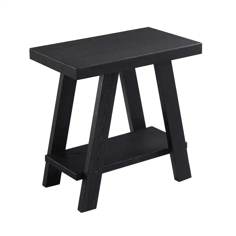 Table d'appoint contemporaine en bois avec étagère, finition noire