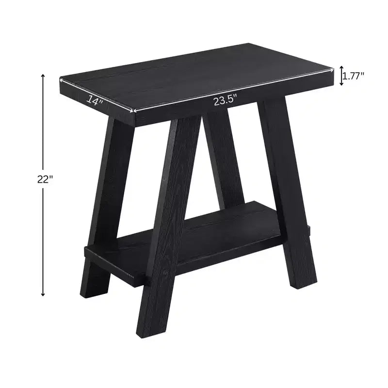 Table d'appoint contemporaine en bois avec étagère, finition noire