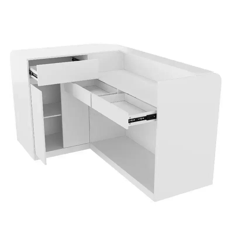 Comptoir de réception en bois blanc avec classeur pour un bureau efficace