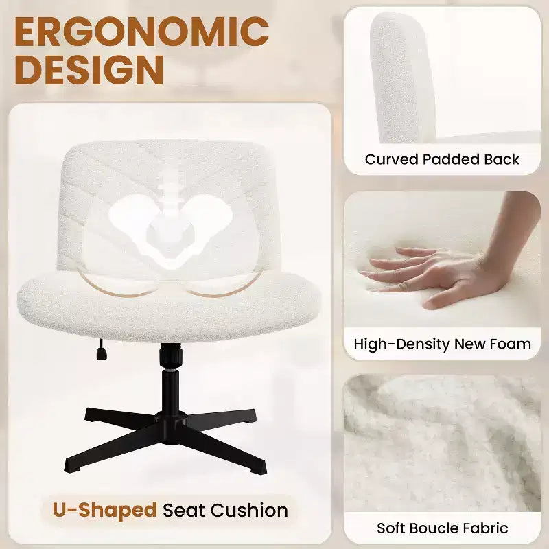 Chaise de bureau pivotante en tissu, Chaise de bureau sans accoudoirs pour bureau à domicile