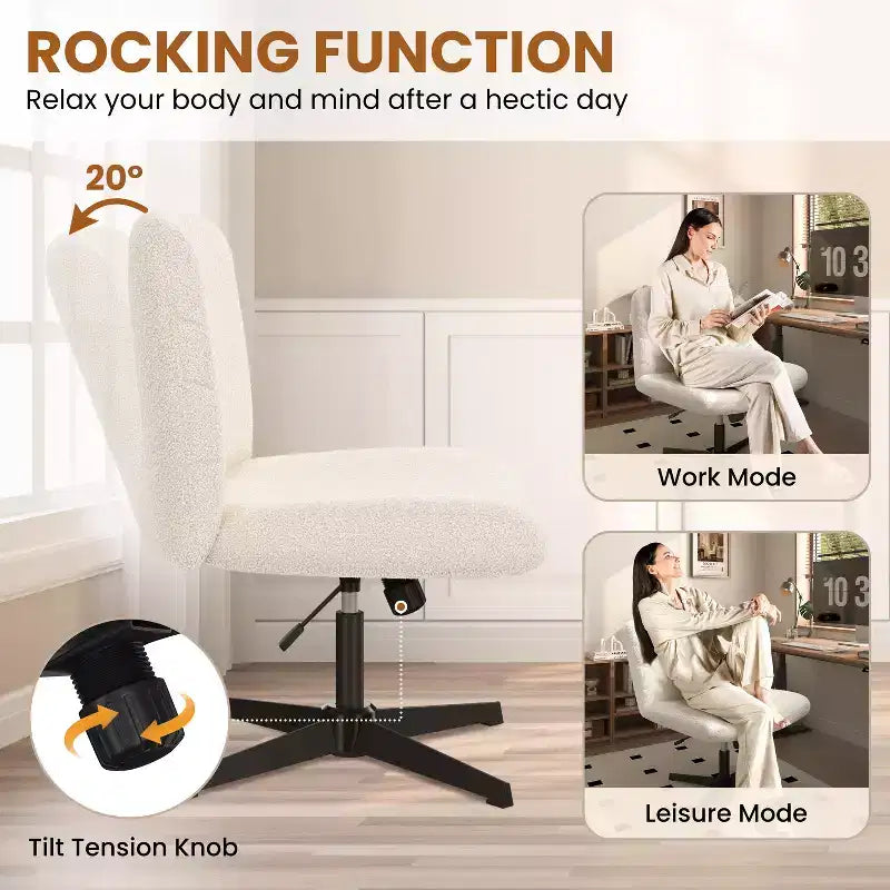 Chaise de bureau pivotante en tissu, Chaise de bureau sans accoudoirs pour bureau à domicile