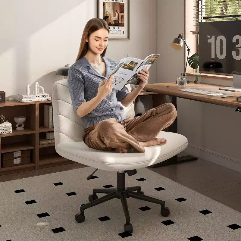 Chaise de bureau pivotante en tissu, Chaise de bureau sans accoudoirs pour bureau à domicile