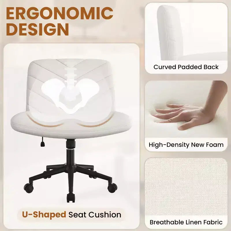 Chaise de bureau pivotante en tissu, Chaise de bureau sans accoudoirs pour bureau à domicile