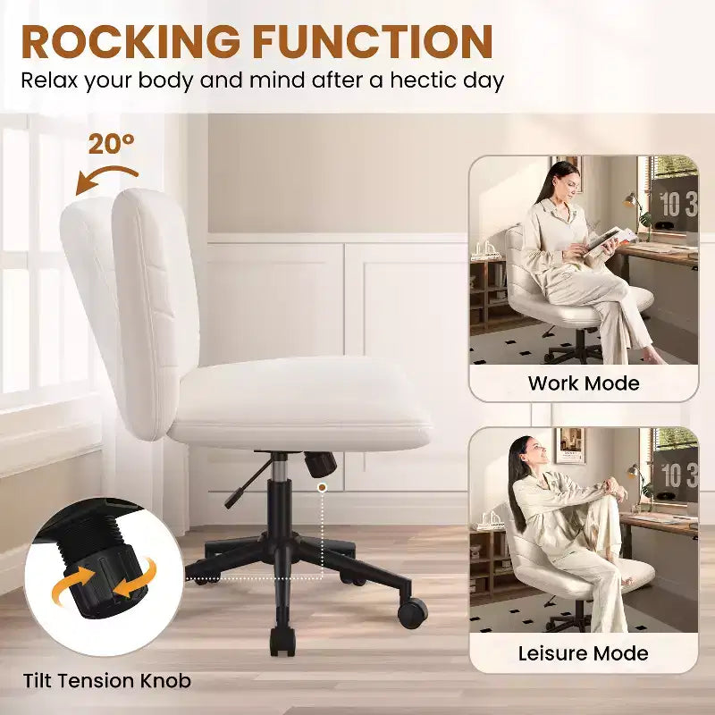 Chaise de bureau pivotante en tissu, Chaise de bureau sans accoudoirs pour bureau à domicile