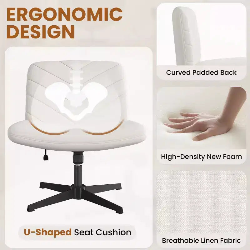 Chaise de bureau pivotante en tissu, Chaise de bureau sans accoudoirs pour bureau à domicile