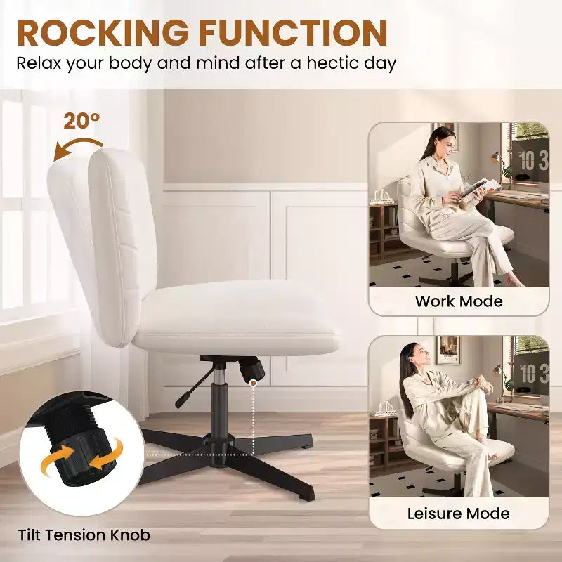 Chaise de bureau pivotante en tissu, Chaise de bureau sans accoudoirs pour bureau à domicile