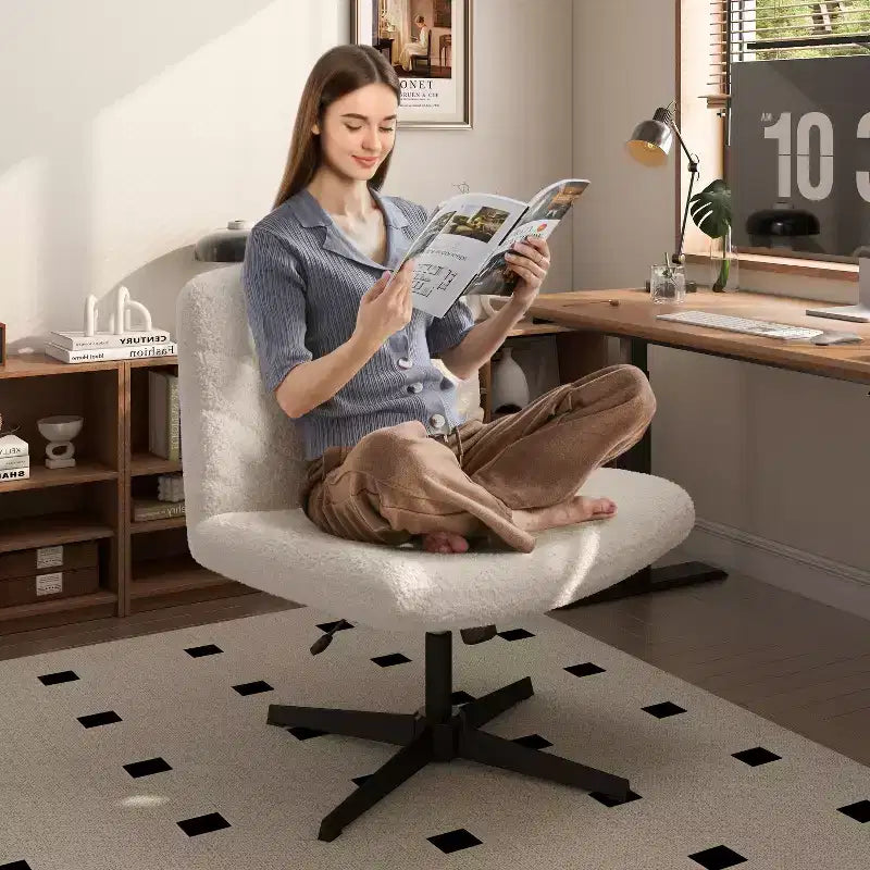 Chaise de bureau pivotante en tissu, Chaise de bureau sans accoudoirs pour bureau à domicile