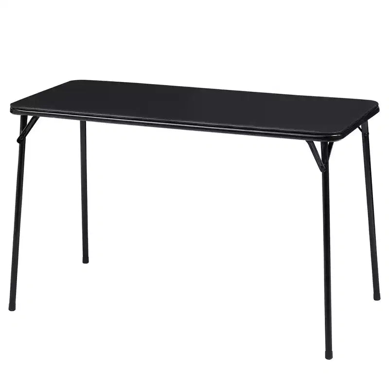 VECELO 4ft Plastic Folding Table with Hanging Bag Indoor Outdoor Heavy Duty Portable Table with Handle/Lock for Picnic Black