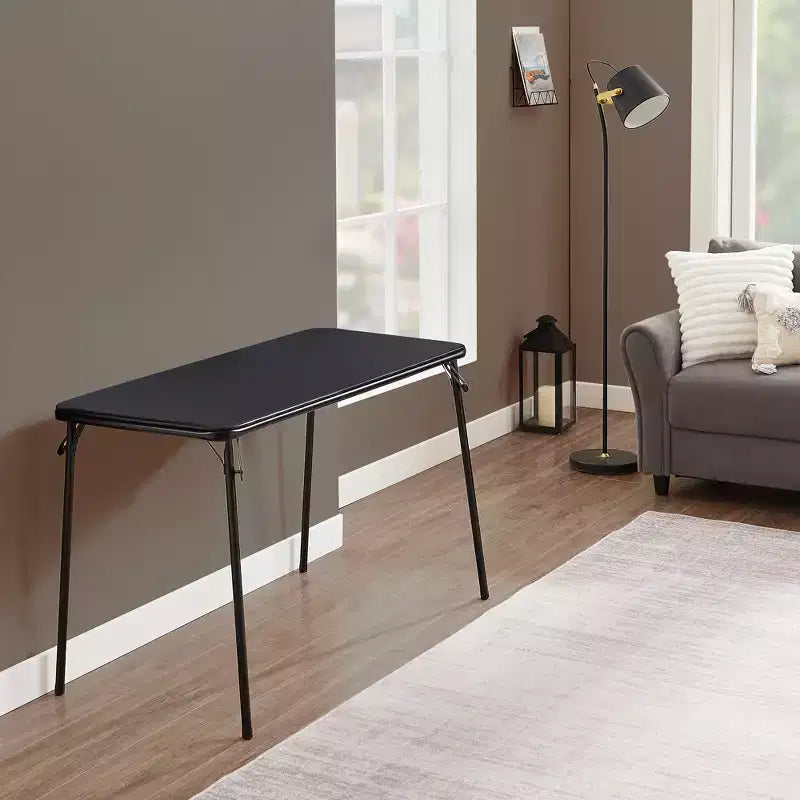 Table pliante en plastique de 4 pieds avec sac de rangement, table portable robuste pour intérieur/extérieur avec poignée et verrou, noire