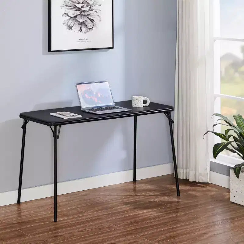 Table pliante en plastique de 4 pieds avec sac de rangement, table portable robuste pour intérieur/extérieur avec poignée et verrou, noire