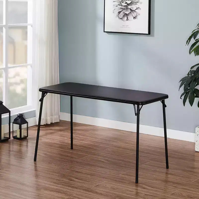 Table pliante en plastique de 4 pieds avec sac de rangement, table portable robuste pour intérieur/extérieur avec poignée et verrou, noire
