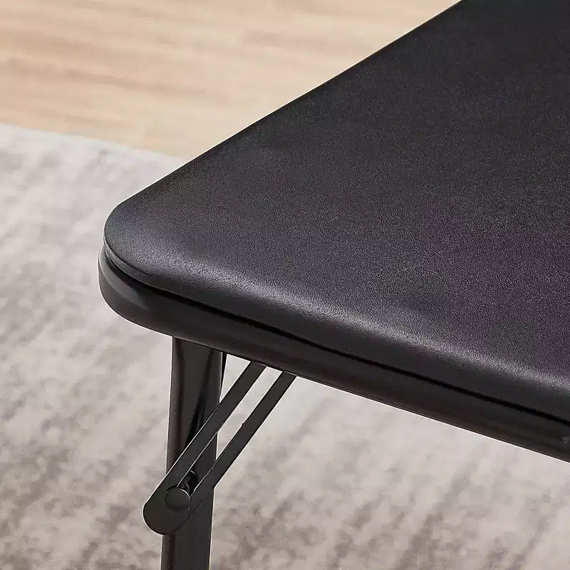 Table pliante en plastique de 4 pieds avec sac de rangement, table portable robuste pour intérieur/extérieur avec poignée et verrou, noire
