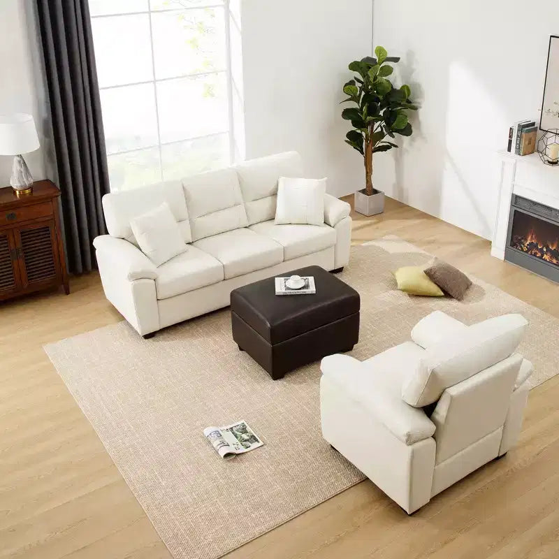 Pouf carré en similicuir avec rangement, repose-pieds, table basse pour salon