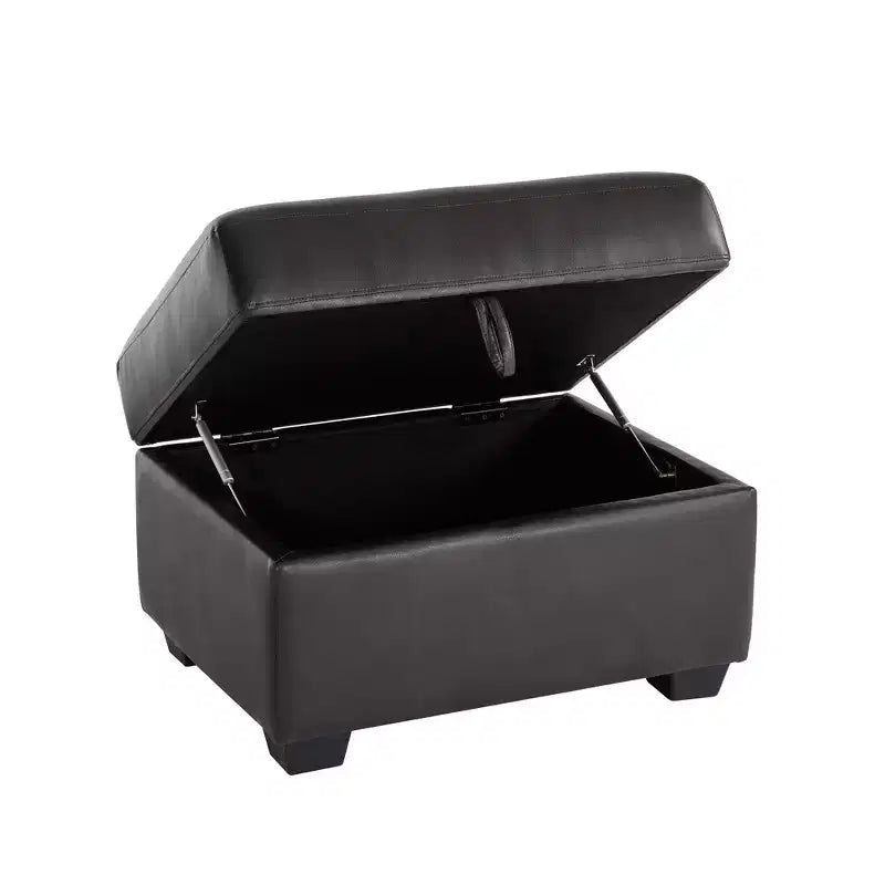Pouf carré en similicuir avec rangement, repose-pieds, table basse pour salon