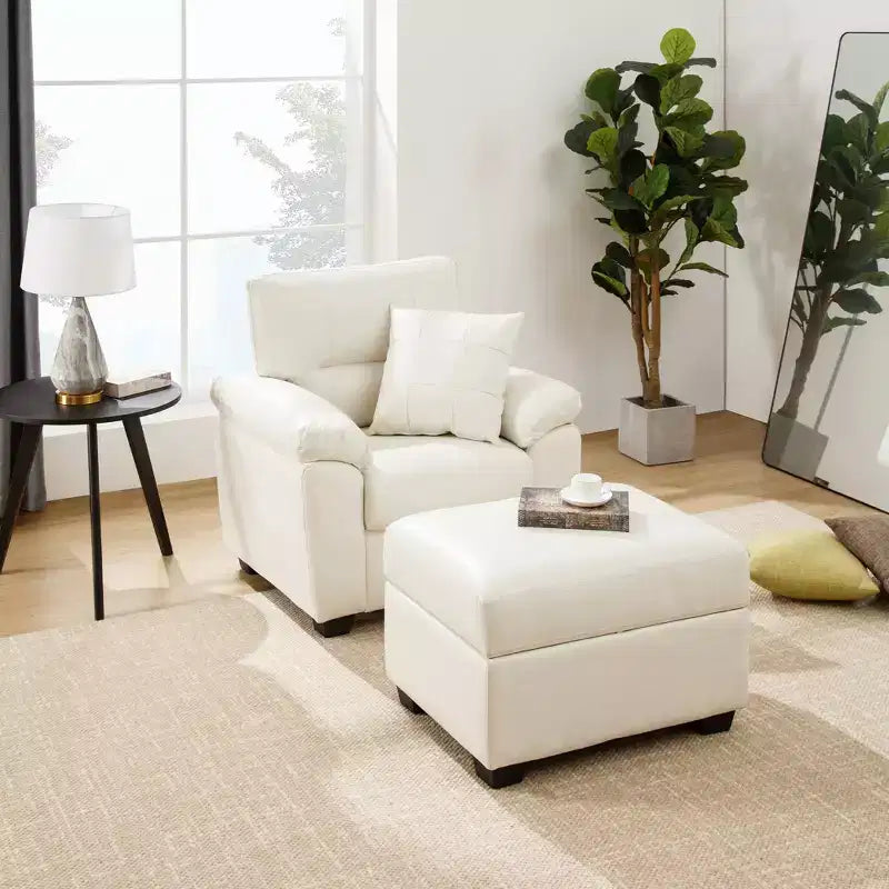 Pouf carré en similicuir avec rangement, repose-pieds, table basse pour salon