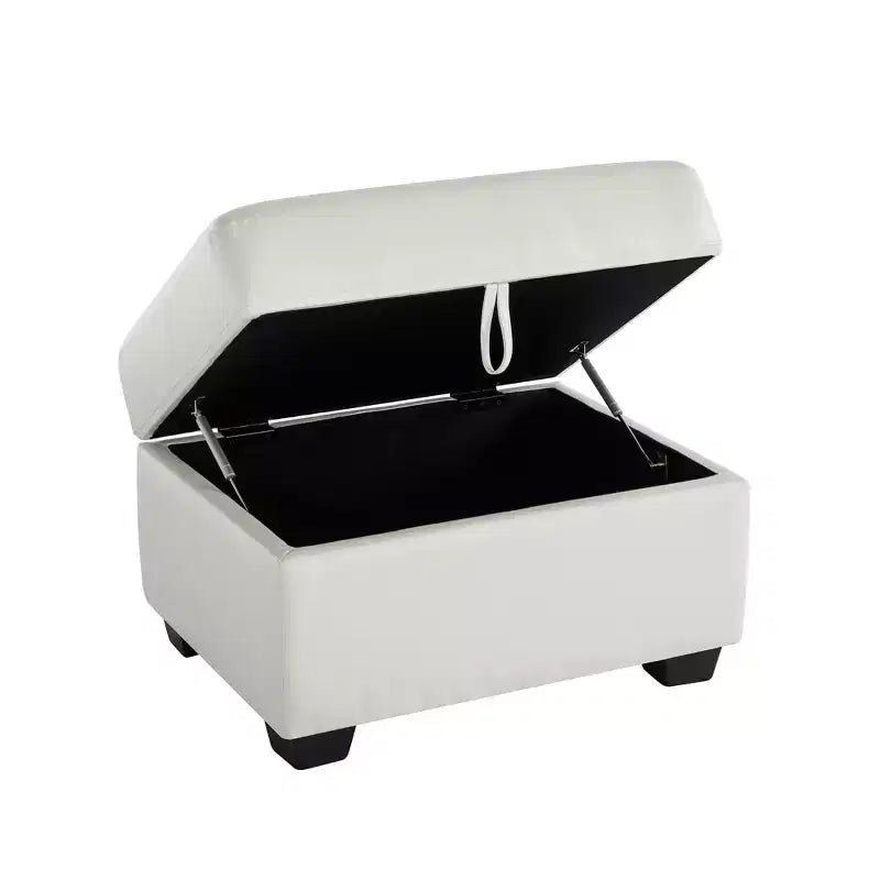Pouf carré en similicuir avec rangement, repose-pieds, table basse pour salon