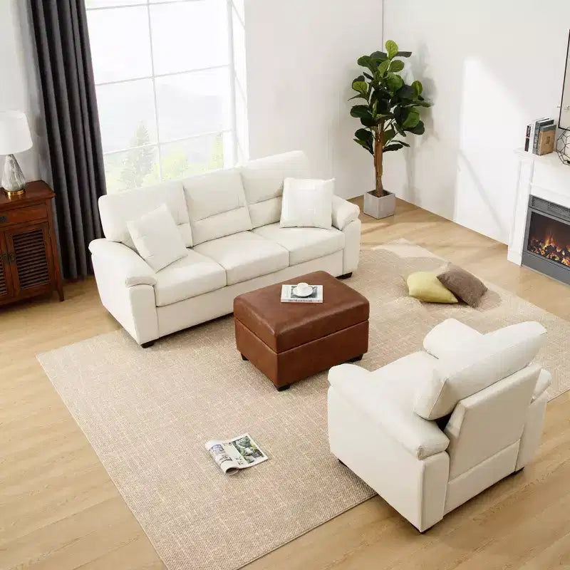 Pouf carré en similicuir avec rangement, repose-pieds, table basse pour salon