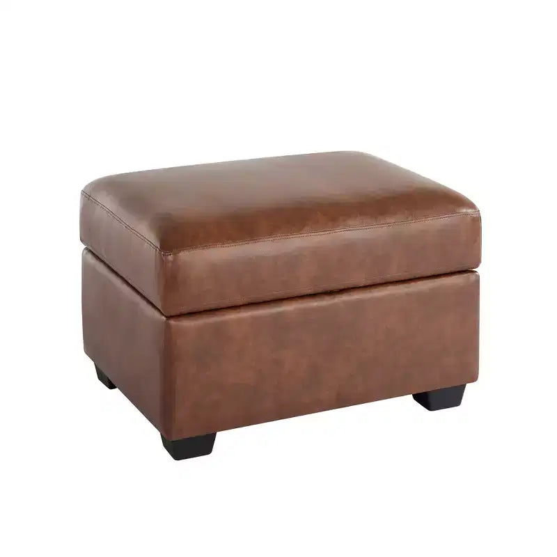 Pouf carré en similicuir avec rangement, repose-pieds, table basse pour salon