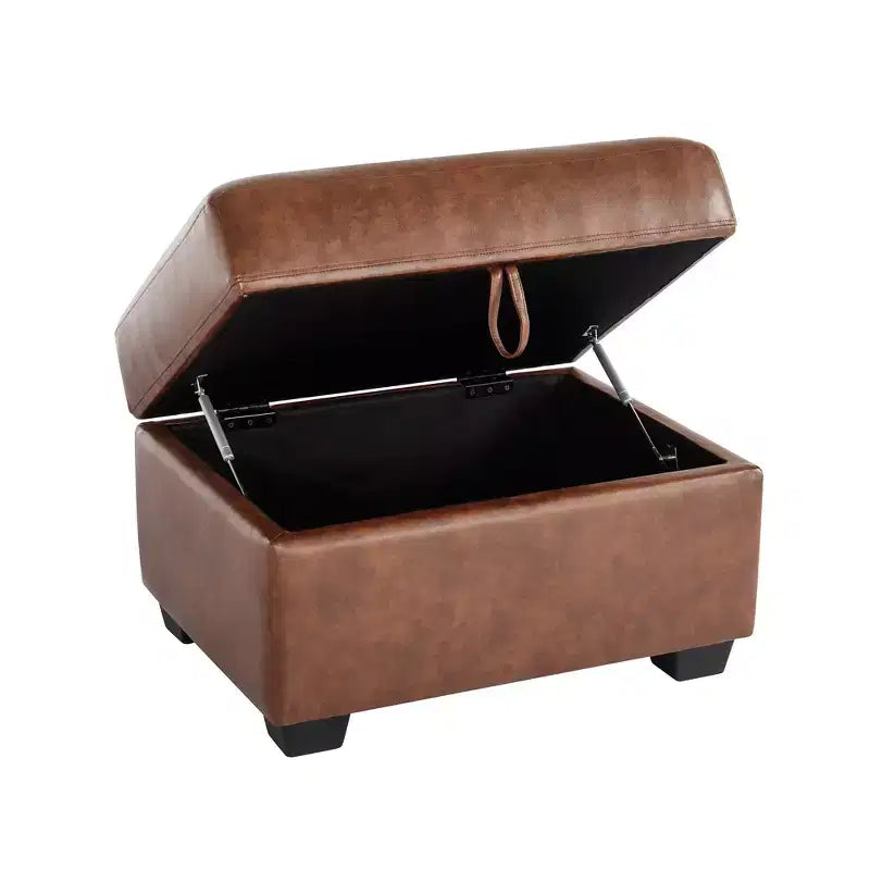 Pouf carré en similicuir avec rangement, repose-pieds, table basse pour salon