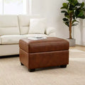 Square Faux Leather Ottoman with Storage, Footrest Stool Coffee Table for Living Room-Morden Fort