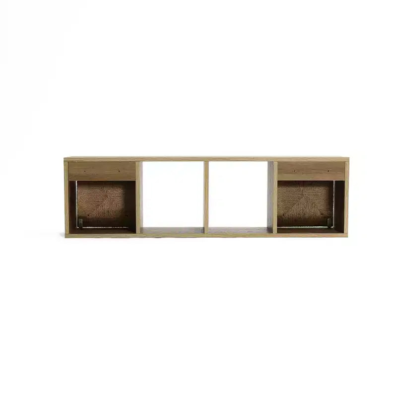 Meuble TV flottant 42", console média murale avec panneau de porte en corde tressée, chêne naturel