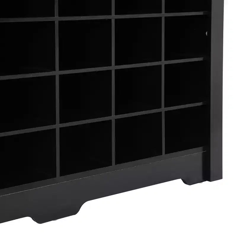 Meuble à chaussures rustique, porte-chaussures d'entrée avec console à 24 casiers à chaussures et base incurvée