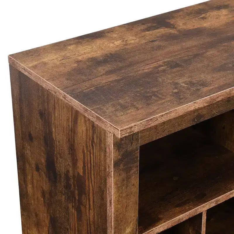Meuble à chaussures rustique, porte-chaussures d'entrée avec console à 24 casiers à chaussures et base incurvée