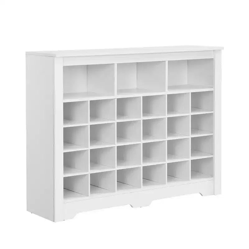 Meuble à chaussures rustique, porte-chaussures d'entrée avec console à 24 casiers à chaussures et base incurvée