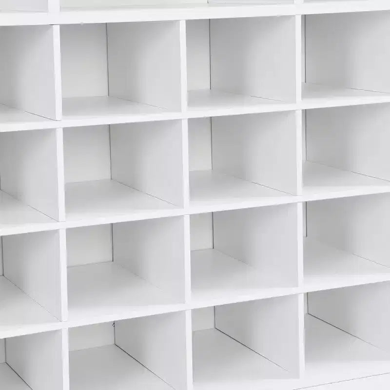 Meuble à chaussures rustique, porte-chaussures d'entrée avec console à 24 casiers à chaussures et base incurvée