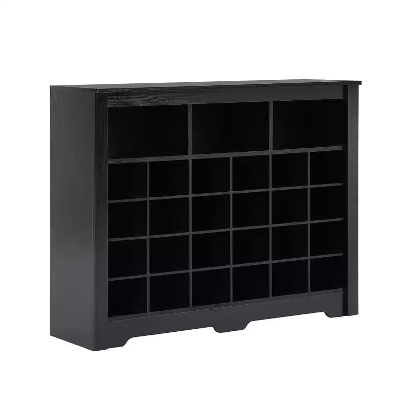 Meuble à chaussures rustique, porte-chaussures d'entrée avec console à 24 casiers à chaussures et base incurvée