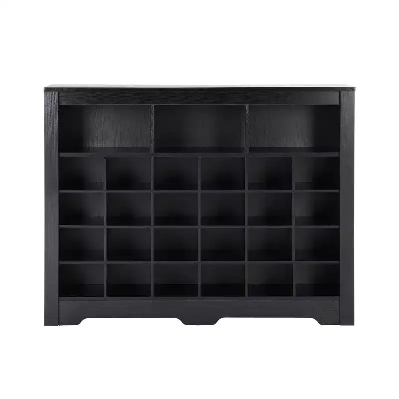 Meuble à chaussures rustique, porte-chaussures d'entrée avec console à 24 casiers à chaussures et base incurvée