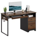 48'' Computer Desk with File and Storage Drawers, Writing Desk with Keyboard Tray&Practical Hook and Open Compartments