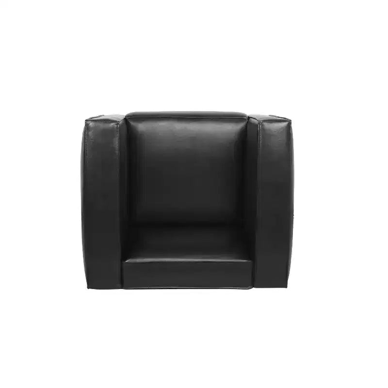 Fauteuil club contemporain en similicuir, style smoking avec pieds en bois de bouleau