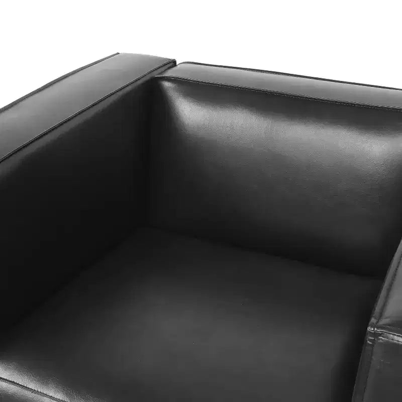 Fauteuil club contemporain en similicuir, style smoking avec pieds en bois de bouleau