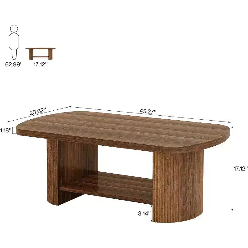 Table basse ovale à 2 niveaux, style Mid-Century Modern