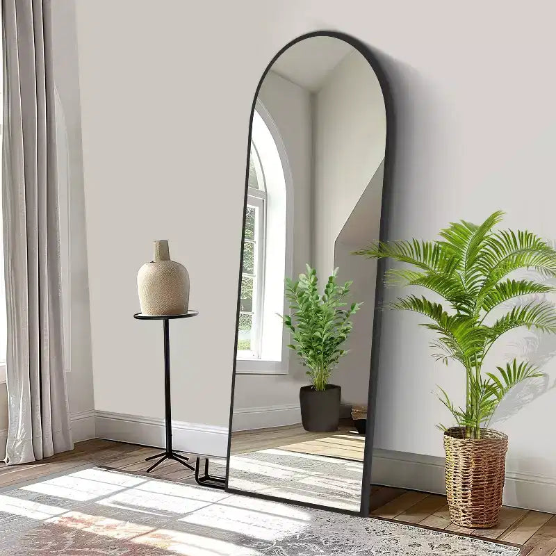 Wooden Right-Angled Arch Full-Length Mirror