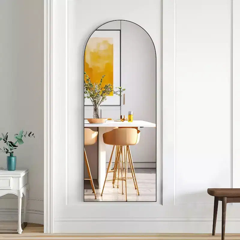 Miroir sur pied en bois à angle droit