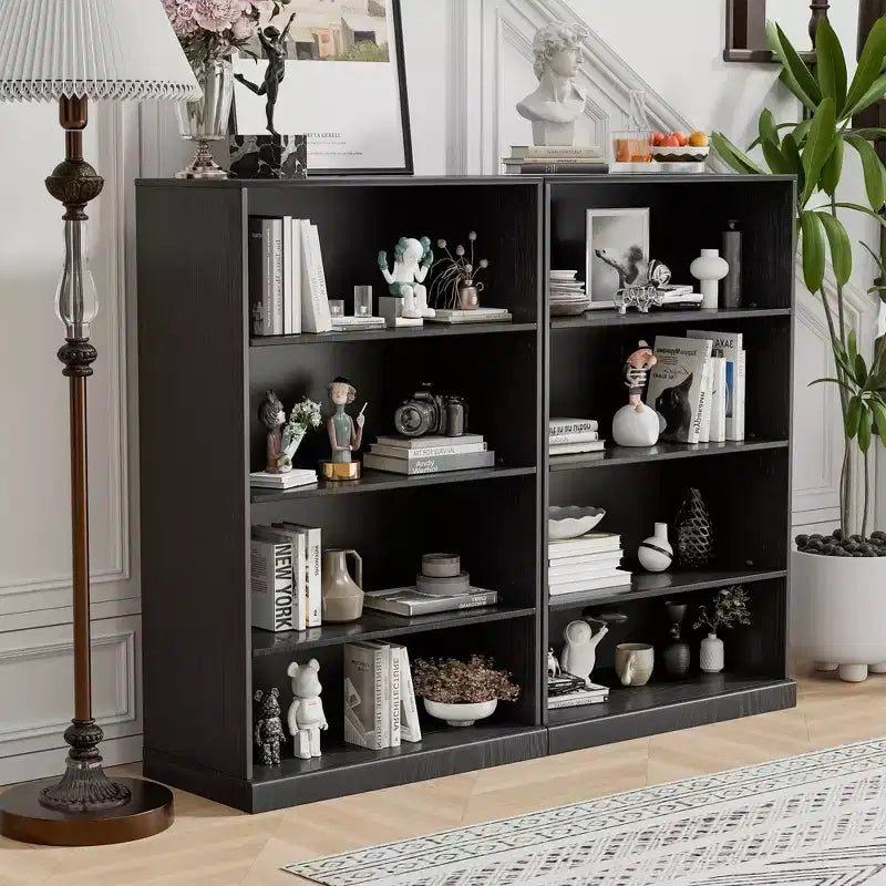 49x31x16 po. Meuble d'appoint en bois avec étagères réglables, rangement ouvert, noir
