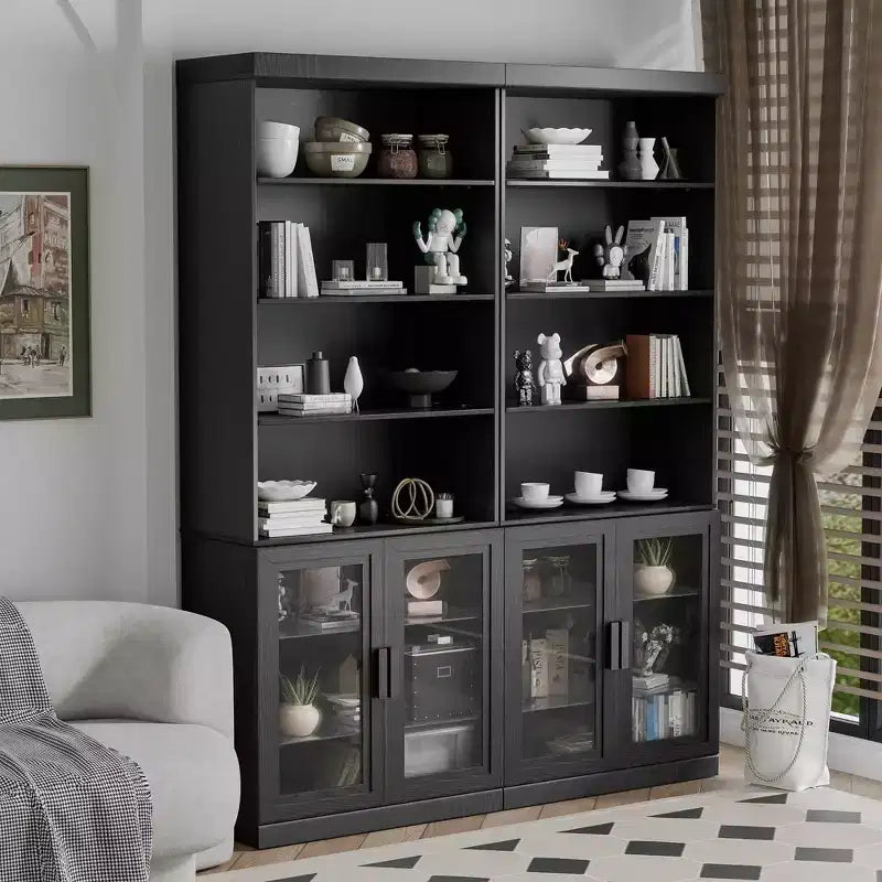 49x31x16 po. Meuble d'appoint en bois avec étagères réglables, rangement ouvert, noir