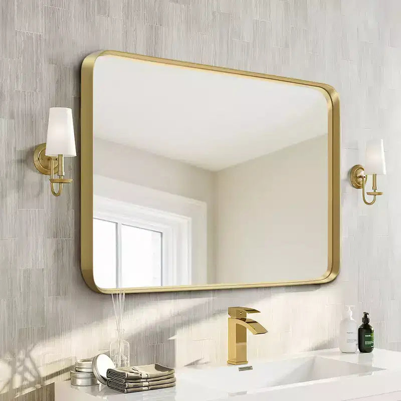 Miroir mural en aluminium, bords fins, 86x66 cm, avec cadre profond