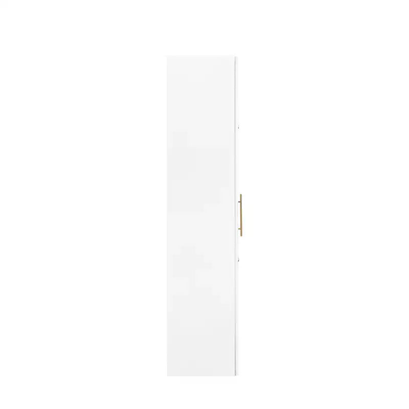 Meuble de rangement multifonctionnel pour garde-manger de cuisine de 43 po de large avec étagère coulissante à plusieurs niveaux et 4 portes, blanc