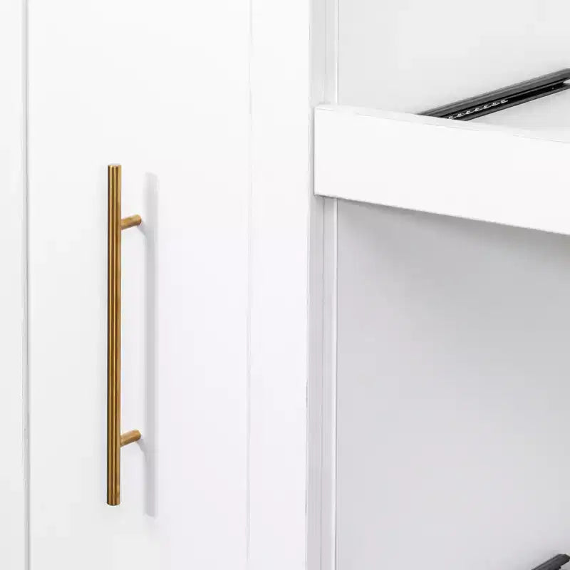 Meuble de rangement multifonctionnel pour garde-manger de cuisine de 43 po de large avec étagère coulissante à plusieurs niveaux et 4 portes, blanc