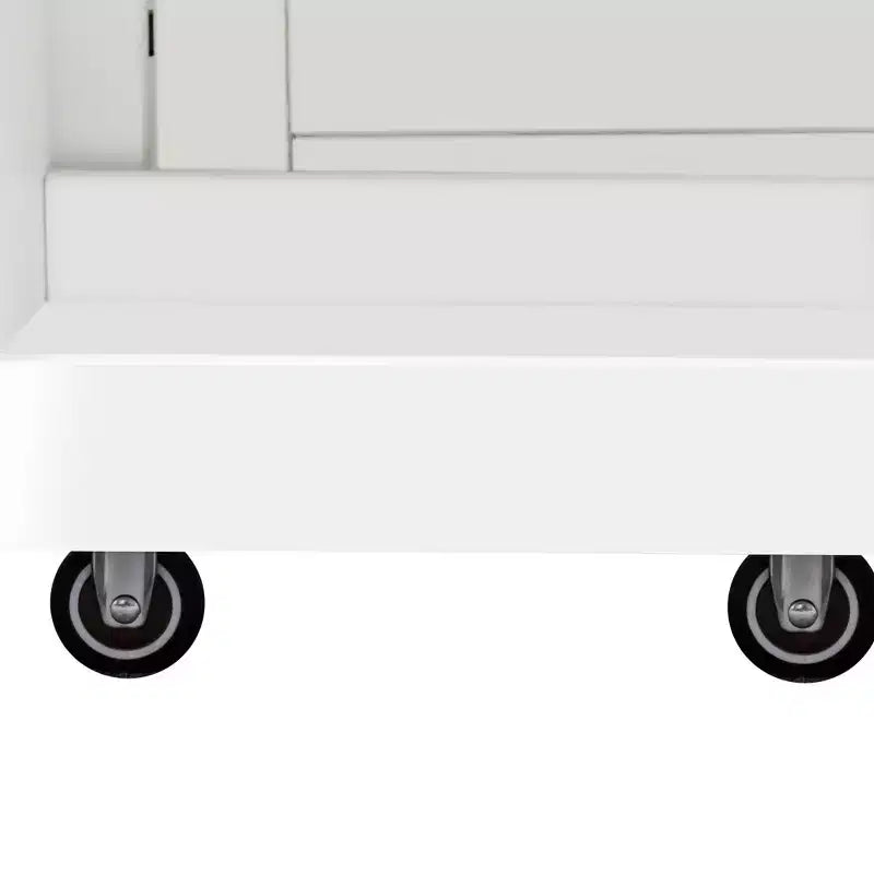 Meuble de rangement multifonctionnel pour garde-manger de cuisine de 43 po de large avec étagère coulissante à plusieurs niveaux et 4 portes, blanc