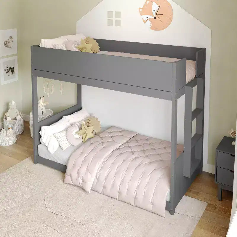 Flash Furniture Dallas Convertible Solid Wood Bunk Bed Frame with Ladder for Kids, No Box Spring Needed