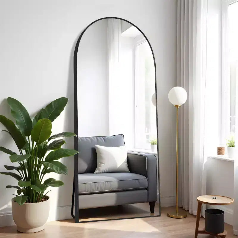 PexFix 71x31 Arch Metal Full Length Mirror Floor Mirror in Black