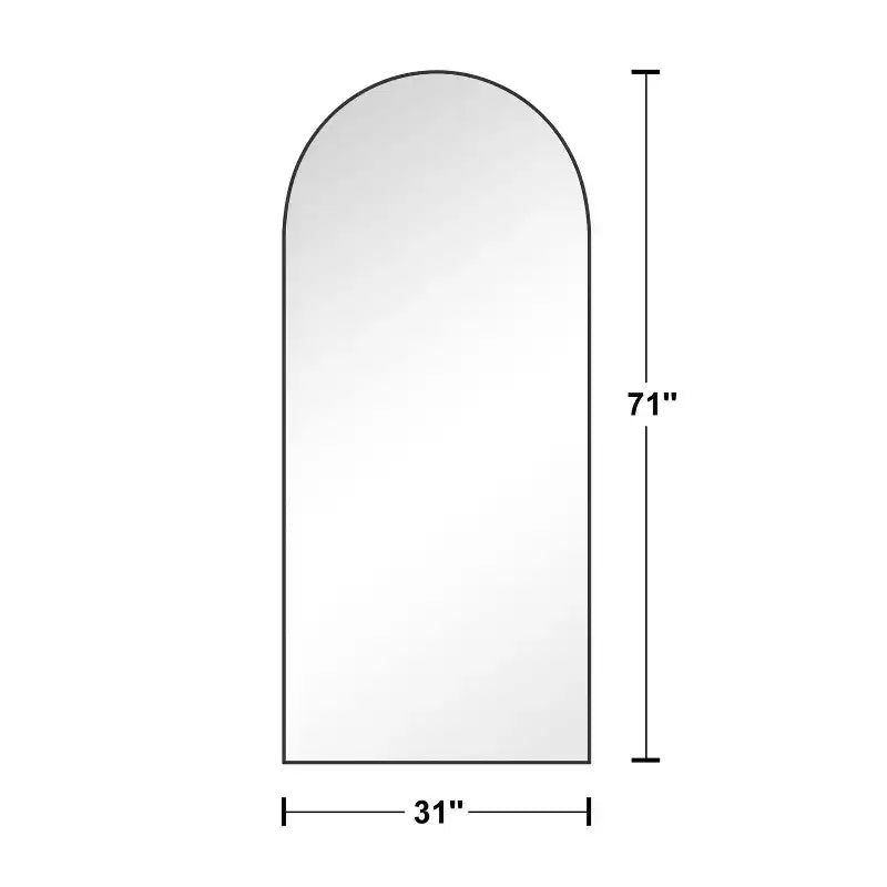 Miroir sur pied plein corps arqué en métal noir, 71x31"