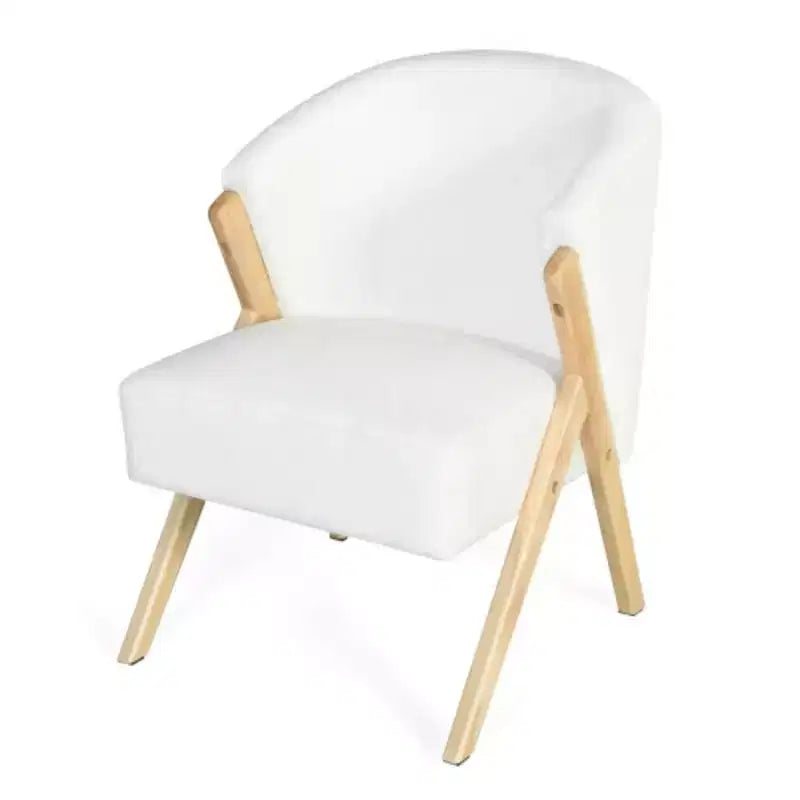 Fauteuil d'appoint moderne avec revêtement blanc et cadre en bois massif, fauteuil de salon minimaliste pour salon, chambre ou bureau