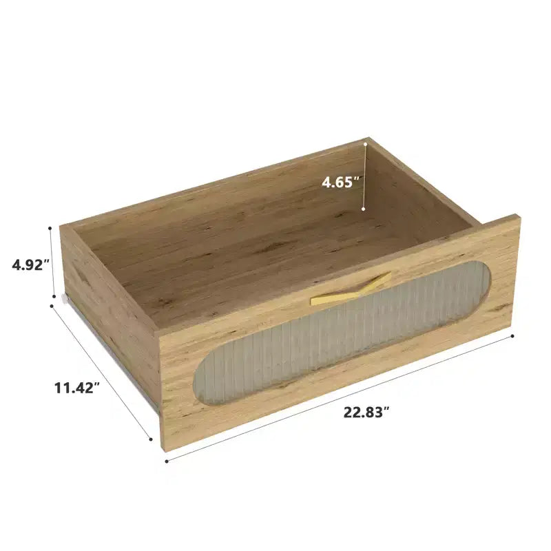 Commode double de ferme avec 6 tiroirs et poignées dorées, 120 cm L